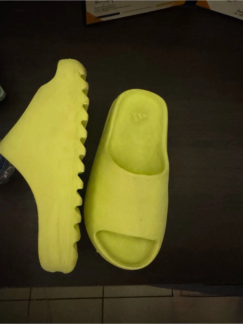 lime green yeezy slides